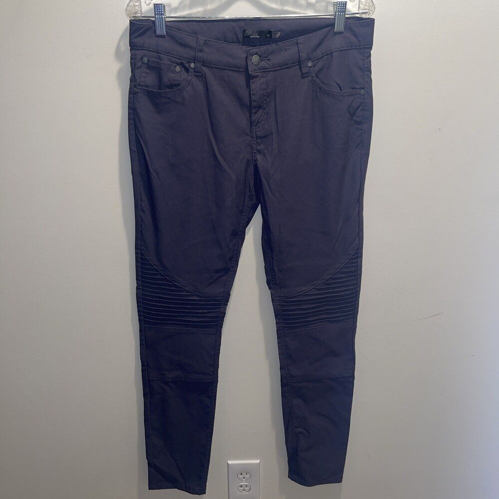 Prana Pants Womens 10 Gray Stretch Canvas Brenna Moto Skinny Fit Hiking